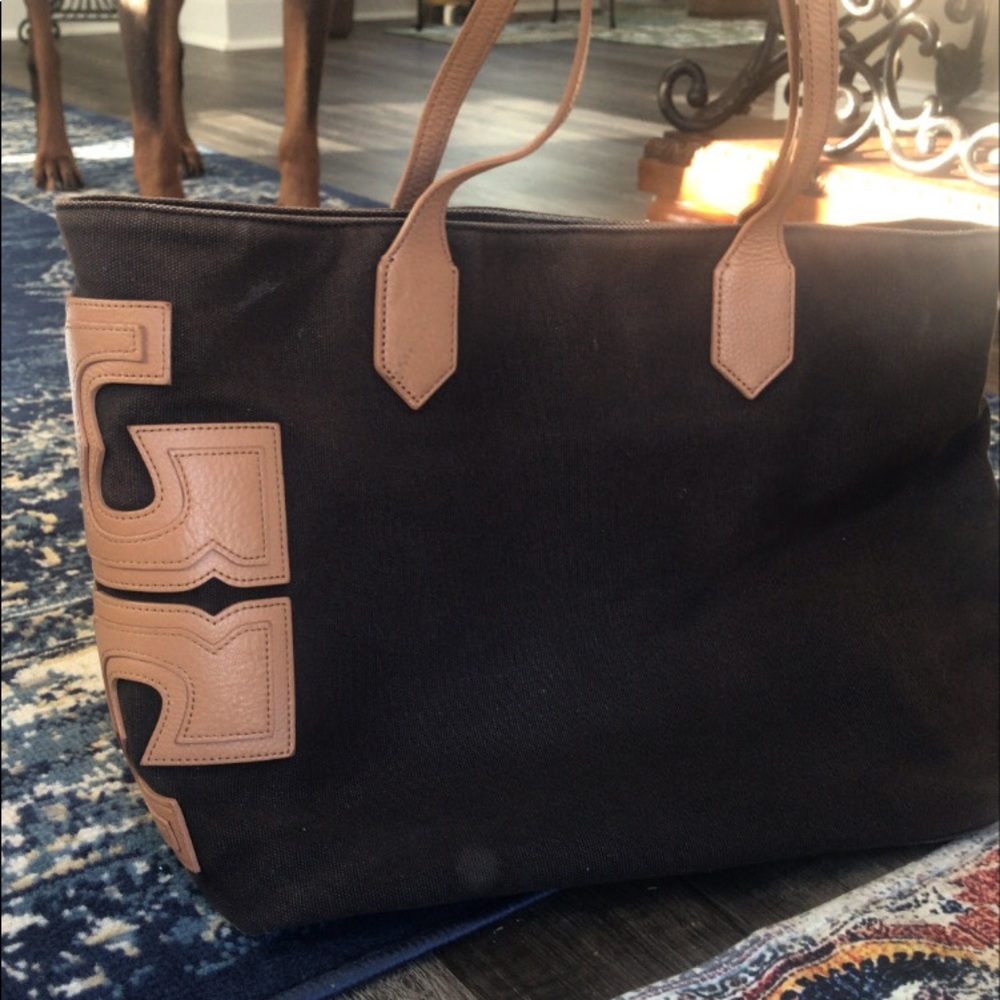 Large Leather/Canvas Tory Burch Bag